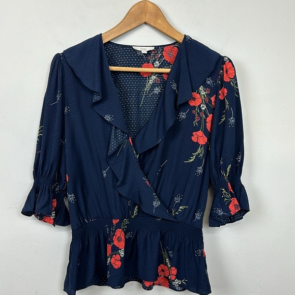 Joie Ottoline Floral-Print Embroidered Top Sz S - Picture 5 of 16